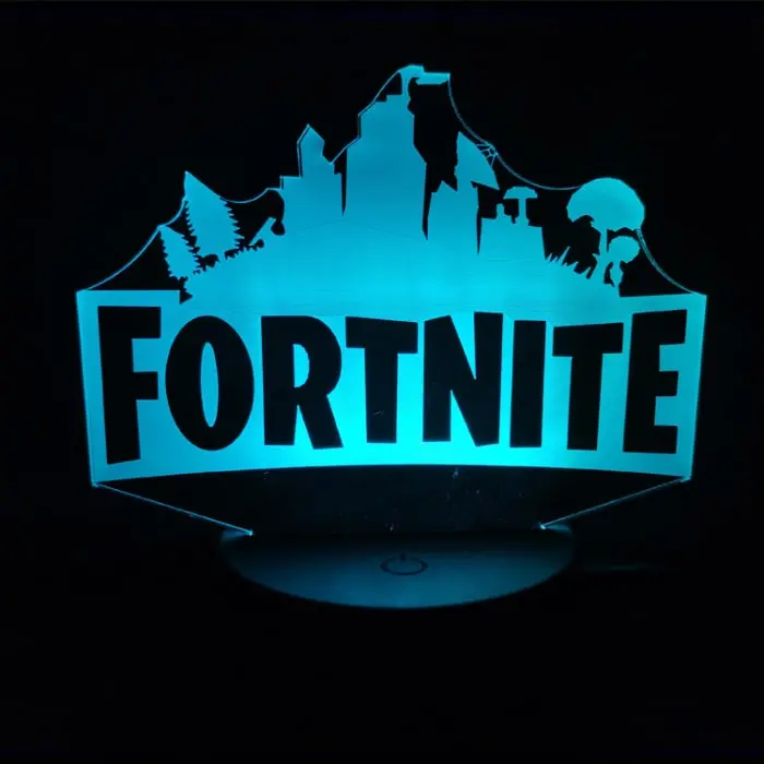Fortnite 3D lampe. Natlampe med et lysende Fortnite logo. Farveskift mellem 7 farver. - Billede 2