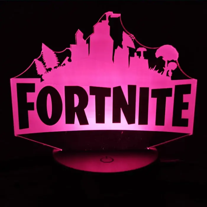 Fortnite 3D lampe. Natlampe med et lysende Fortnite logo. Farveskift mellem 7 farver. - Billede 3