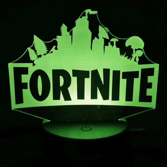 Fortnite 3D lampe. Natlampe med et lysende Fortnite logo. Farveskift mellem 7 farver. - Billede 8