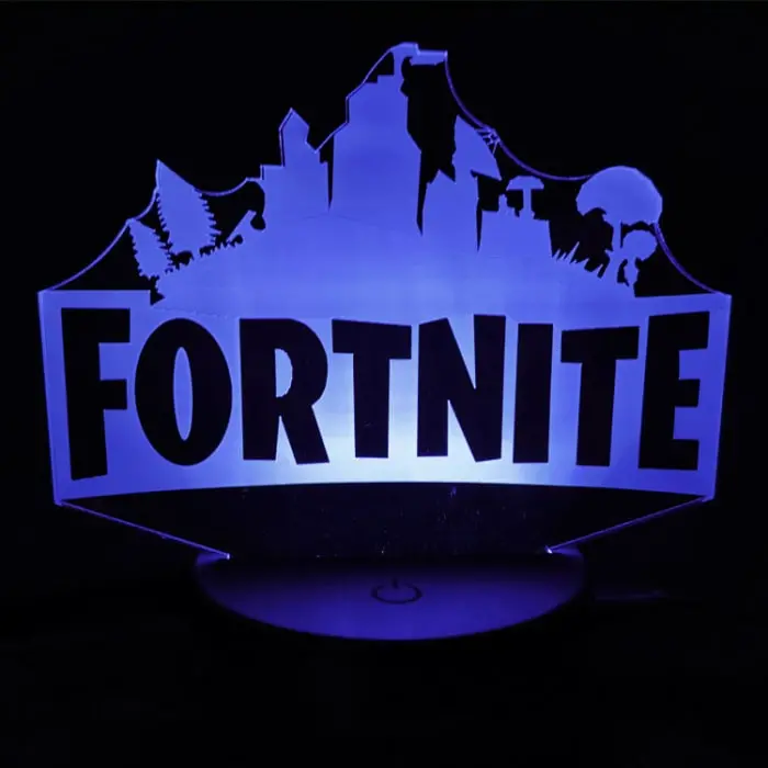Fortnite 3D lampe. Natlampe med et lysende Fortnite logo. Farveskift mellem 7 farver. - Billede 5